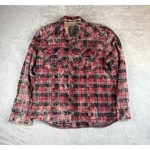 Affliction Black Premium Plaid Snap Button Shirt Mens 2XL Multicolor Fashion
